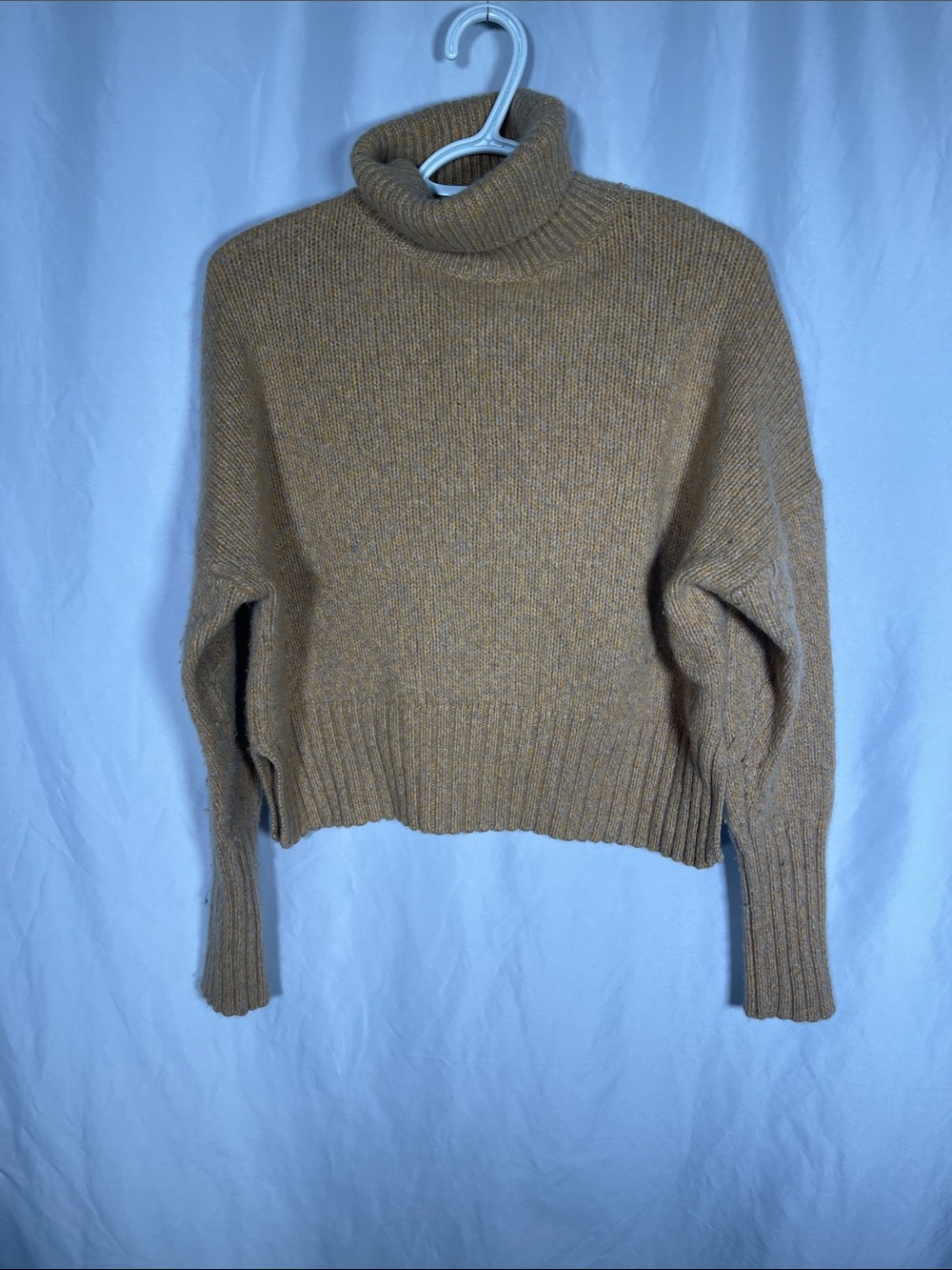 360 SWEATER WOMENS CASHMERE WOOL MUSTARD TAN TURTLENECK SWEATER MEDIUM